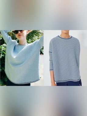 Tuckernuck reversible ally swing quilted sweater 3/4 sleeve blue XL/XXL